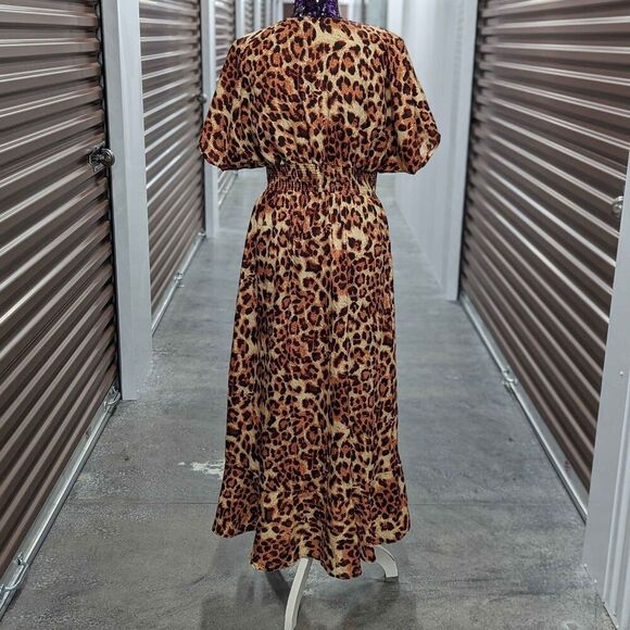 America & Beyond Large leopard print swim cover up long tie front - Picture 7 of 9